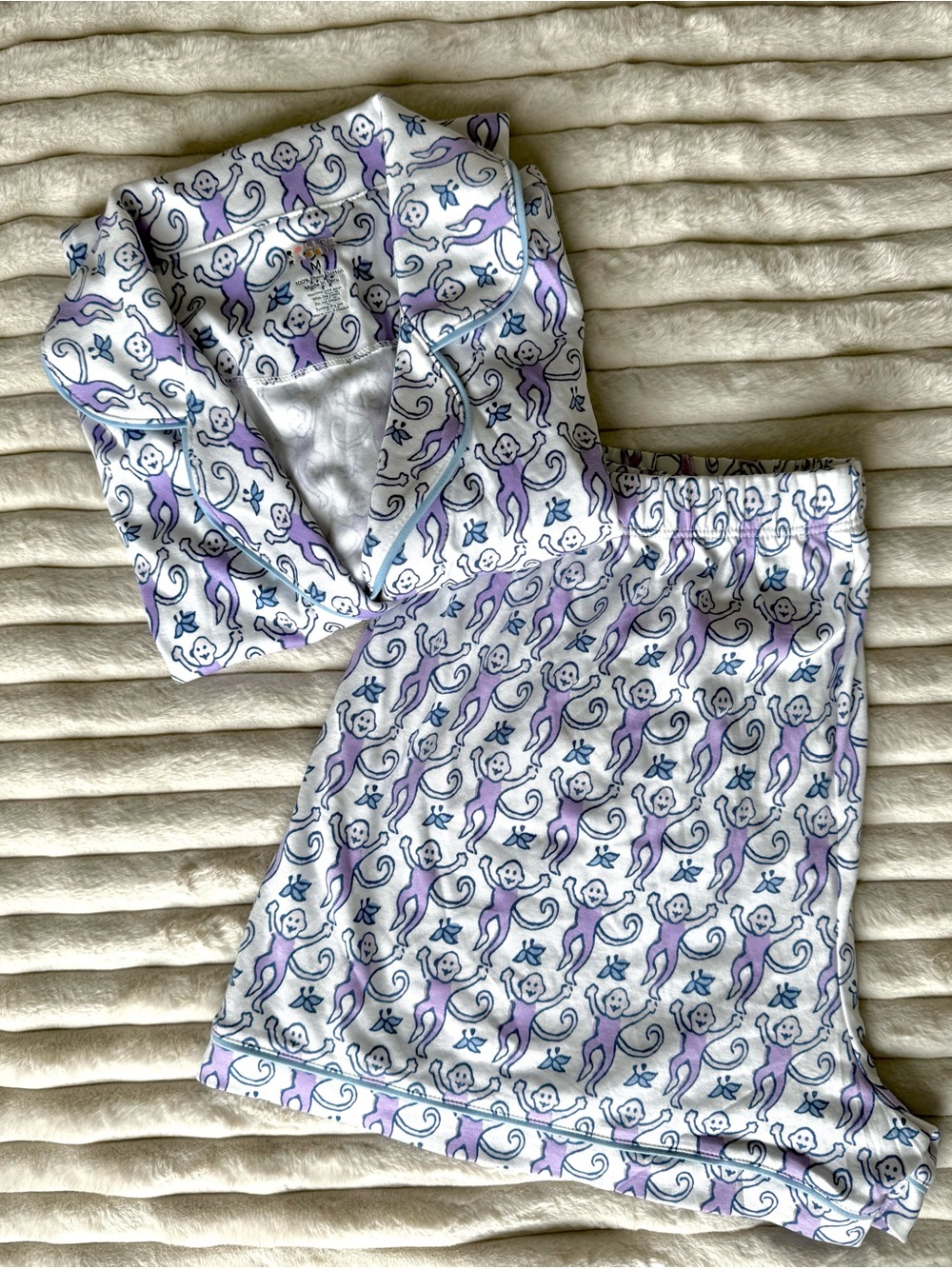 Roller Rabbit Original Lavender Monkey Polo Pajama Set M NWOT